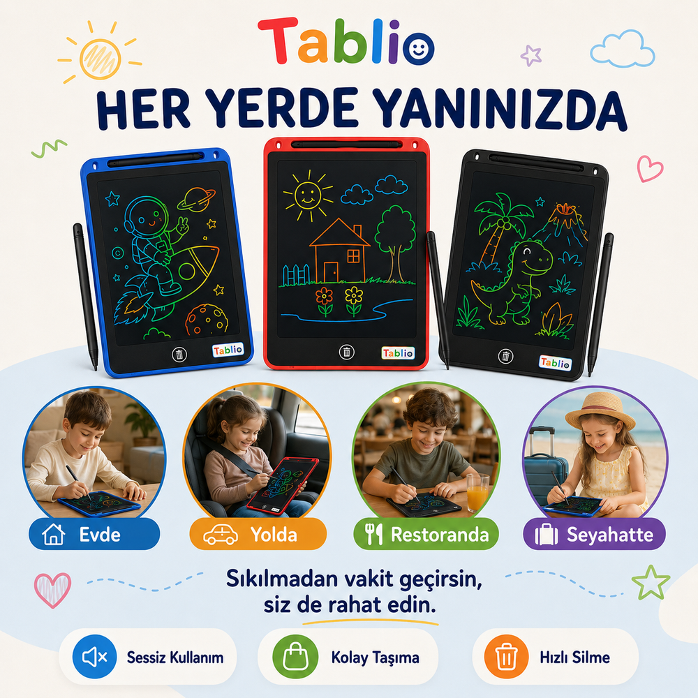 Tablio Çocuk LCD Manyetik Sihirli Yazı Tableti
